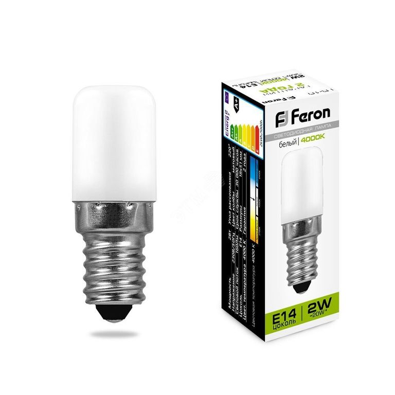 Лампа светодиод. LED 2вт Е14 белый для холодильников LB-10 FERON 25897