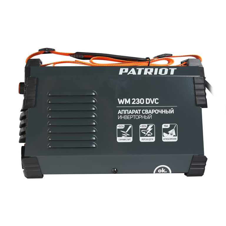 Аппарат сварочный инверторный PATRIOT WM230DVC MMA, входное напряжение: 1ф,140-240В; сварочный ток макс: 230A 3