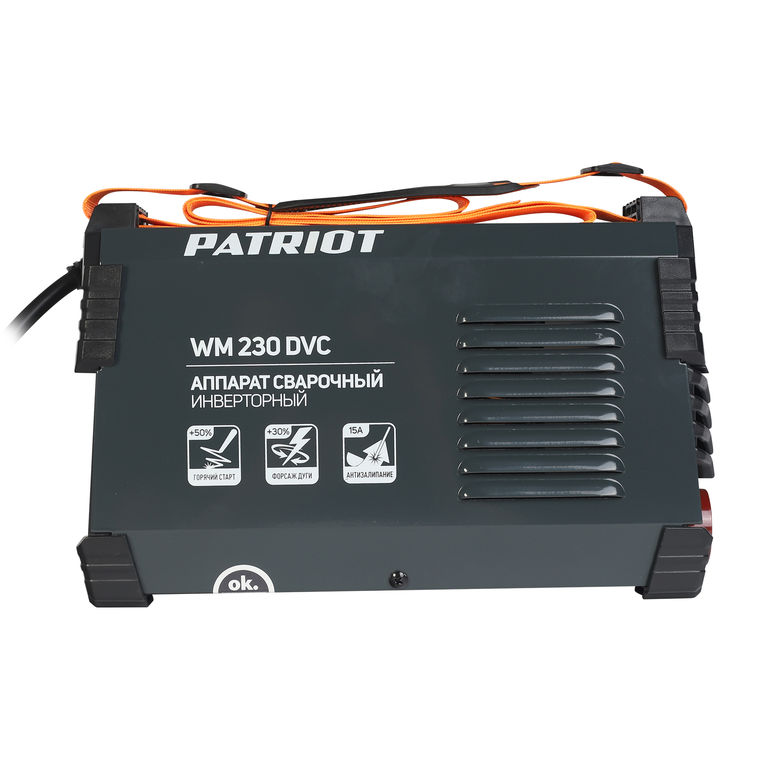 Аппарат сварочный инверторный PATRIOT WM230DVC MMA, входное напряжение: 1ф,140-240В; сварочный ток макс: 230A 4