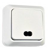 Выключатель "Ваш электрик" ОП 1кл. 10А с индикатором, белый, АБС-пластик/200