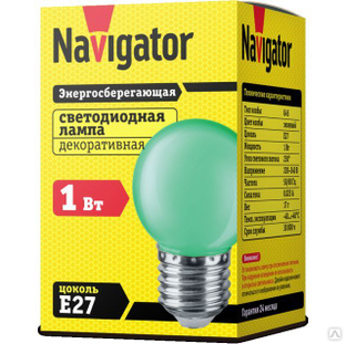 Лампа cветодиодная для гирлянды G45, 1Вт/зеленый/Е27, Navigator 71828 