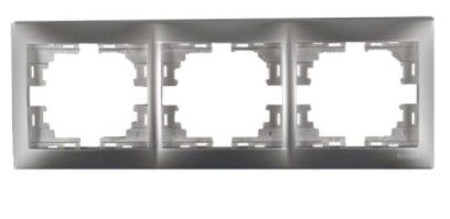Рамка Lezard Mira 3-ая горизонтальная металл серый 701-1000-148