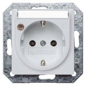 I-system schuko socket outlet w. increased touch protection w. labeling field and status display titanium white, 55mm x