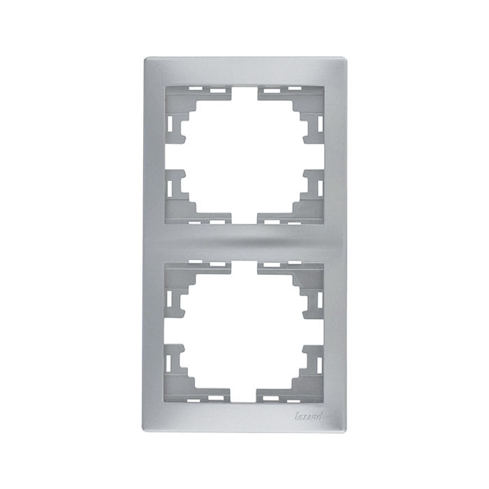 MIRA Рамка 2 поста вертикальная серый металлик без вставок Lezard