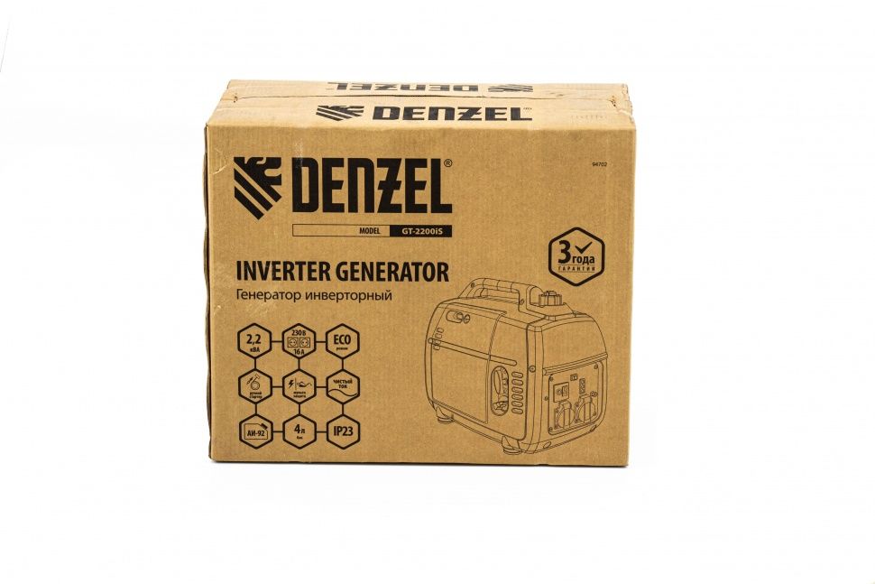 Генератор инверторный GT-2200iS, 2.2 кВт, 230 В, бак 4 л, закрытый корпус, ручной старт Denzel 8