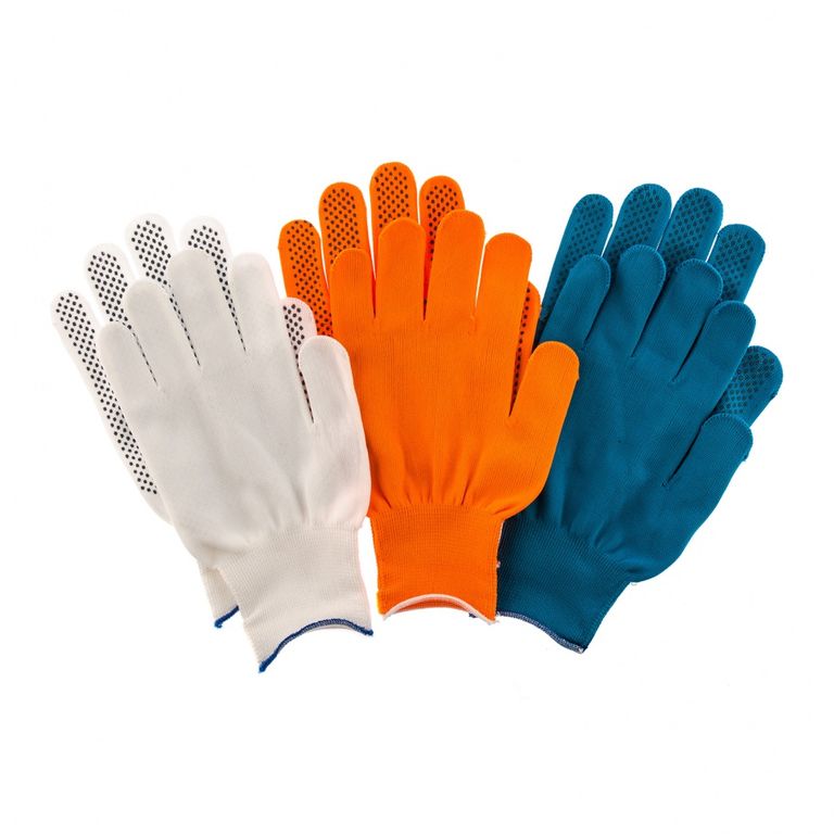 Перчатки в наборе, цвета: оранжевые синие, белые ПВХ точка, XL, Россия Palisad