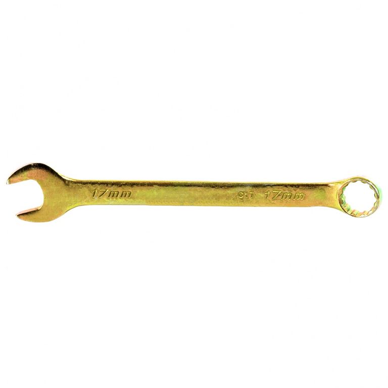 Ключ комбинированный 17 мм, желтый цинк Сибртех