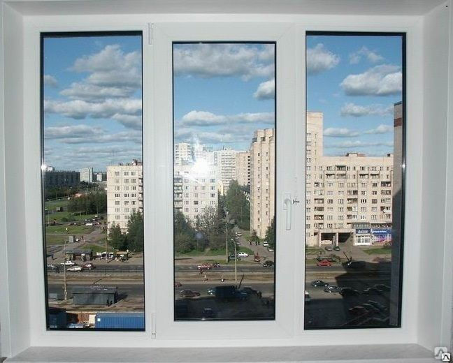 Окно трехстворчатое 2010х1390 мм (профиль Exprof.5 к фурнитура MACO)