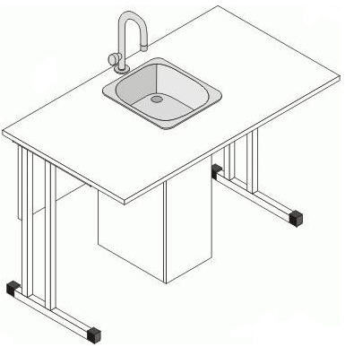Стол металлический с раковиной