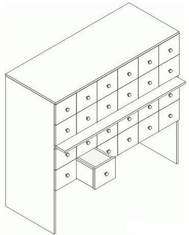 Шкаф картотечный двухсекционный 1232х500х1322 мм (Лц.ШдК-24)