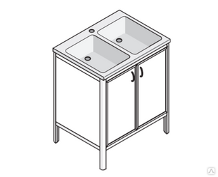 Стол тумба с двойной мойкой
