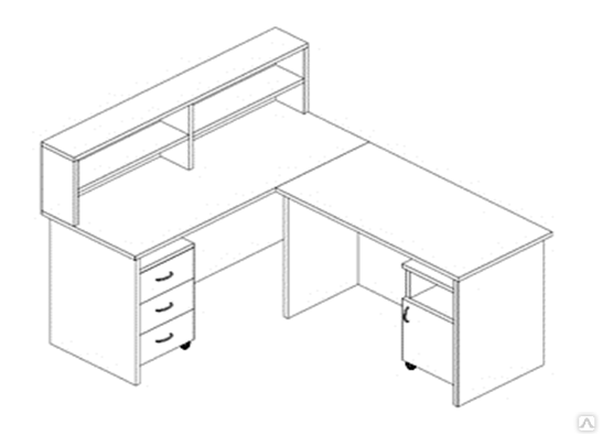 Профессиональный модуль 1. Стол пост медсестры с 2 тумбами и 2 ящиками угловой. Пост медсестры ПМ-1 Оптимех. Стол-барьер медицинский рабочий ПМ 1400х600х750/1200. Мф1-ПМ-01.