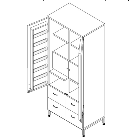 Шкаф аптечный медицинский габ 800х400х1950мм ша 16