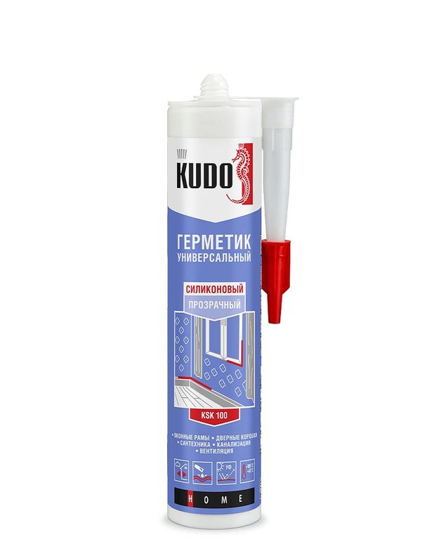 Силиконовый герметик универсальный KUDO KSK-100, бесцветный 280 мл 1*12шт