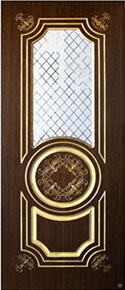 Дверь межкомнатная Арена, со стеклом, Орех/Патина, шпон Файн-Лайн