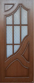 Дверь межкомнатная шпонированная Бабочка, со стеклом, Орех, шпон Файн-Лайн